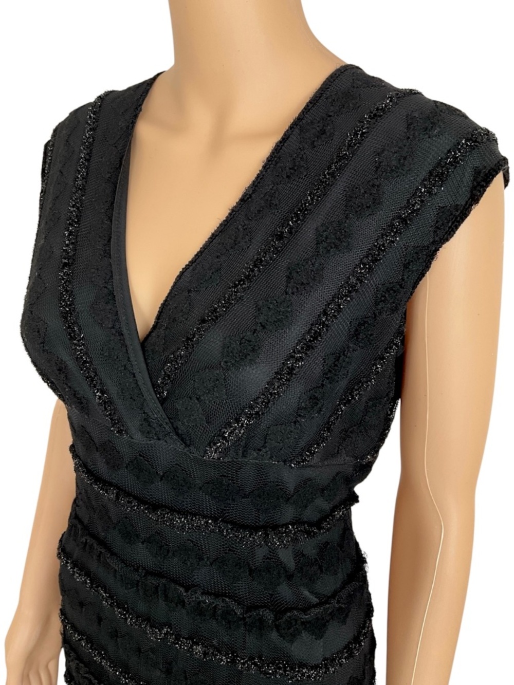 Max Studio Black Textured Stretch Flared Dress Size M